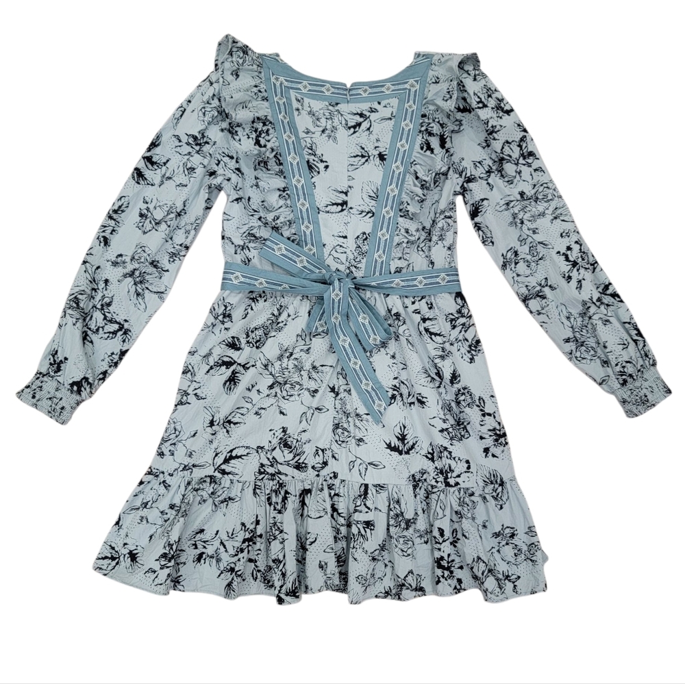 Anthropologie Ruffle Wrap Mini Dress Floral Long Sleeve Cottagecore Woma… - Picture 5 of 17